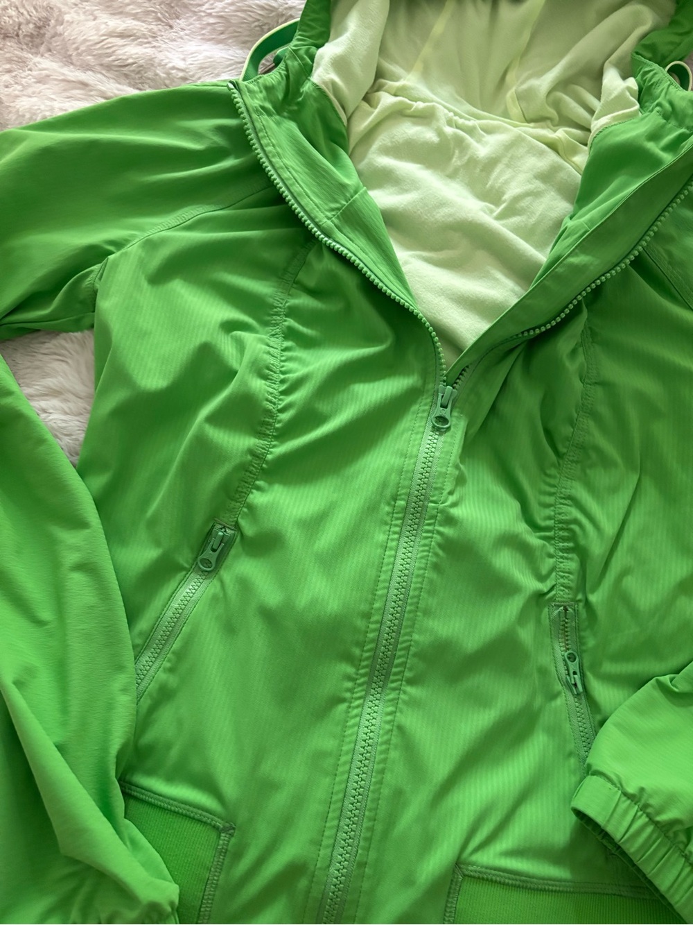 lululemon athletica Women's Hooded Zip-Up Jacket in Bright Green - Picture 2 of 4